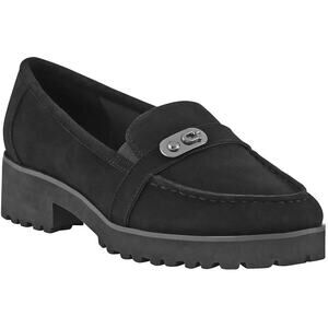 NWT EASY SPIRIT WOMEN'S WENDY BLACK SUEDE LEATHER SLIP ON LUG SOLE LOAFERS 8.5